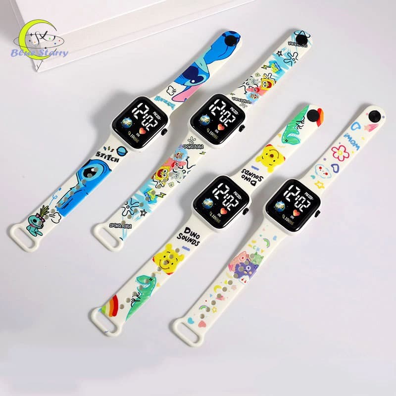 Desenho Animado Doll Relógio Digital Infantil Estudantil Kids Watch Display Eletrônico LED Fashion Swimming Waterproof