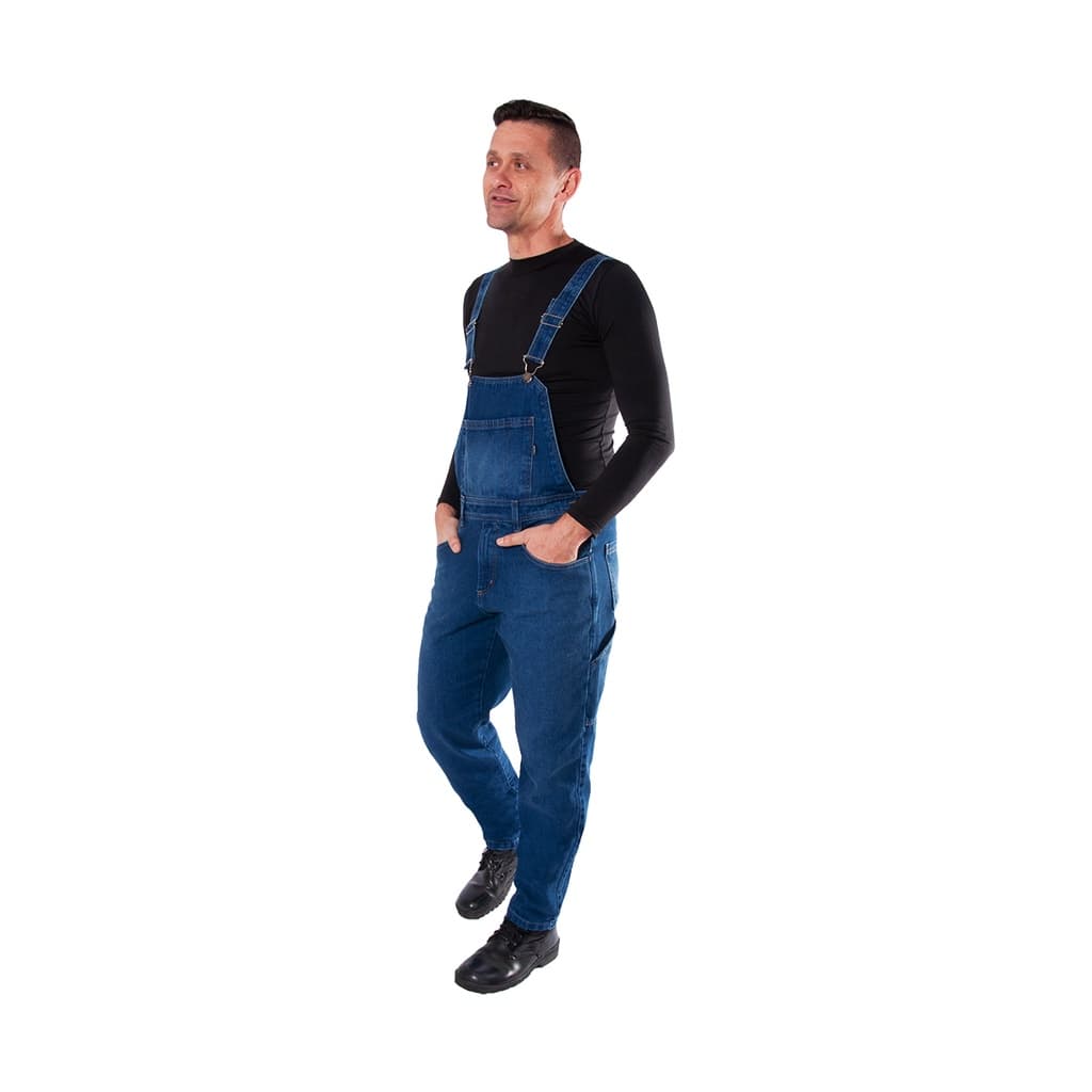 JARDINEIRA JEANS MASCULINO WORK COM PRESILHA PARA FIXAÇÃO DE CINTO