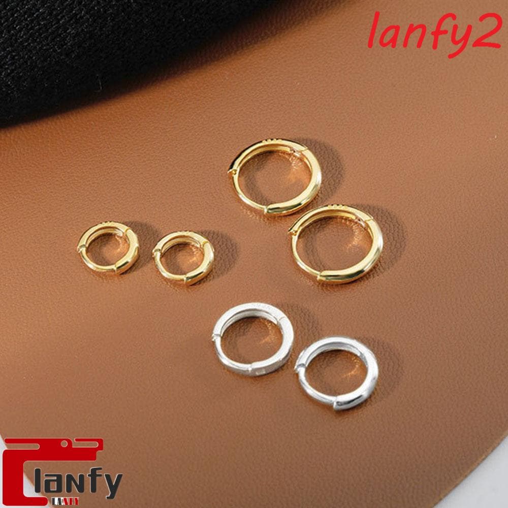 Lanfy Brinco De Argola Feminino Simples De Ouro 6mm / 8mm / 10mm / 12mm