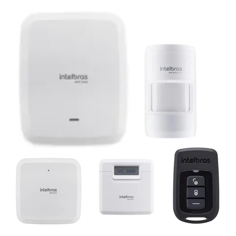 Kit Alarme Intelbras AMT 8000 Wi-Fi | IVP 8000 + Sirene + Teclado + Controle | Controle Celular