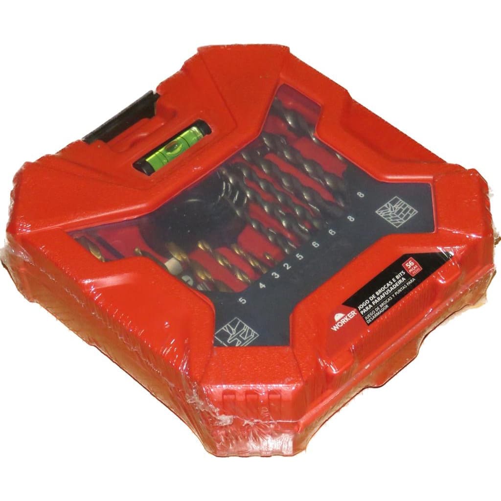 Jogo de BROCAS e BITS 56pcs worker com Maleta kit brocas
