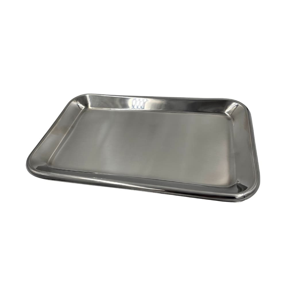Bandeja Inox 30x20x1,5cm Odontológica Hospitalar Retangular Cirúrgica para Dentista Clínica e Médico