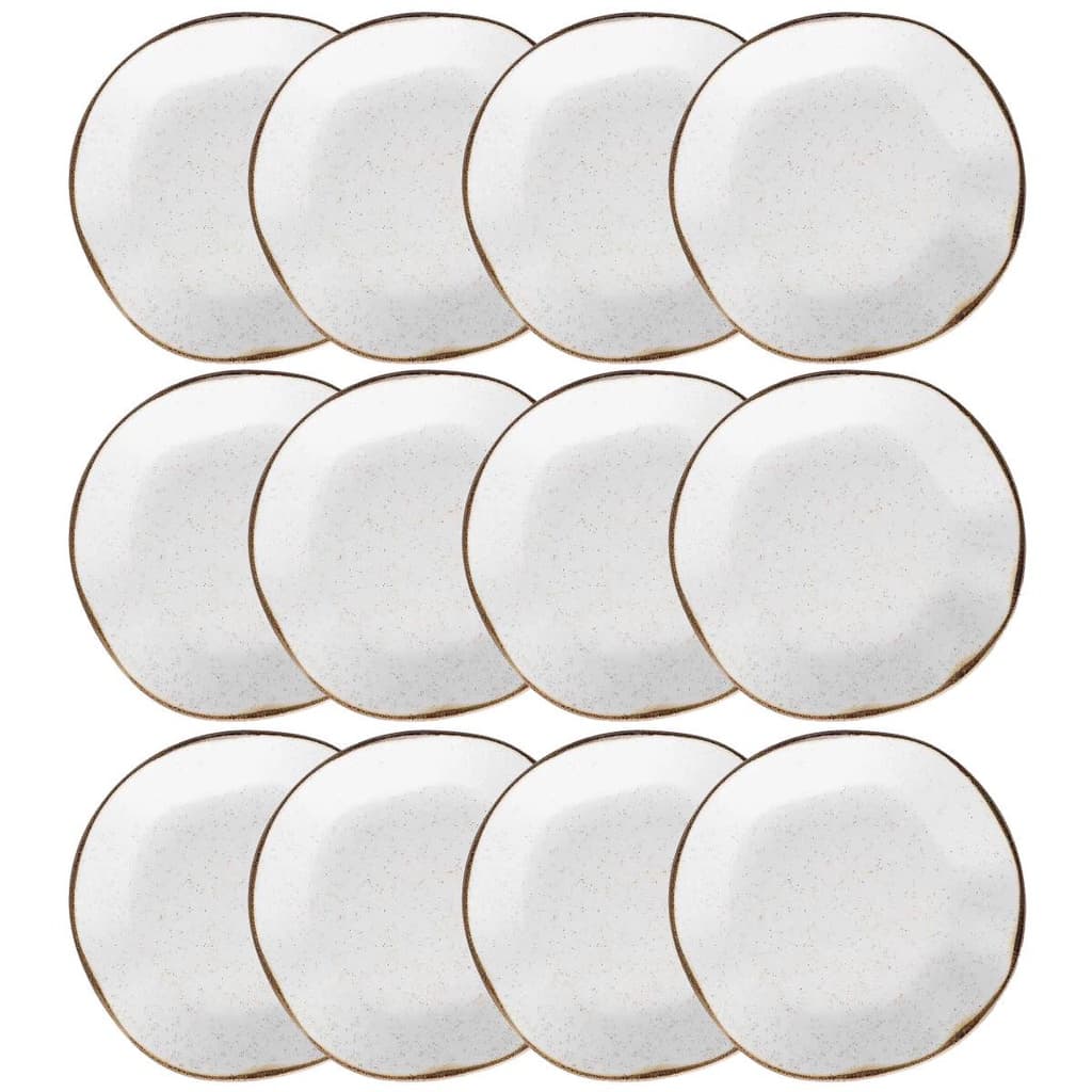 Kit Jogo 12 Pratos Fundos Oxford Ryo Maresia Porcelana 22,5 cm