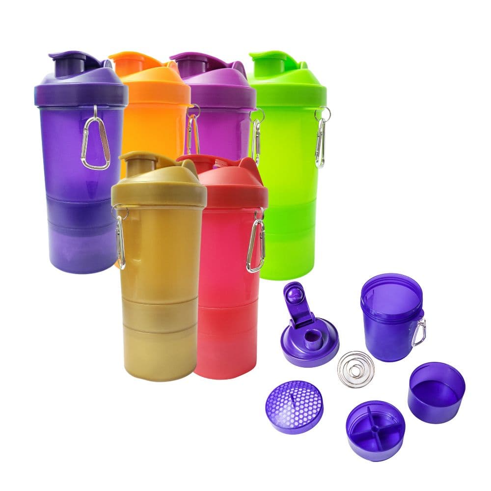 Coqueteleira Shaker Para Suplementos 400ml com Divisórias