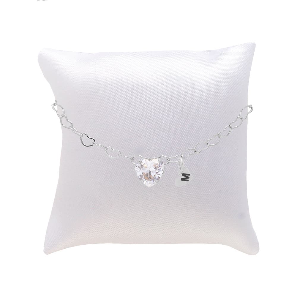 Pulseira Madrinha Cristal Folheada Prata Almofada,Inicial