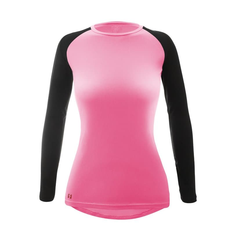 Camisa Térmica Feminina Dual Rosa UV50+ Manga Preta Longa