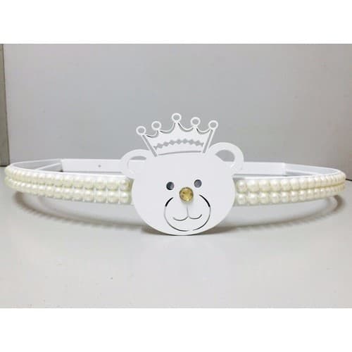 Dossél de Parede para quarto de Bebe Branco com Ursinho Perolas