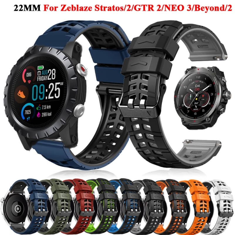 Pulseira de relógio de pulso de substituição de 22mm para Zeblaze Stratos 2/GTR2 pulseira de silicone para smartwatwatch pulseira NEO 3/Beyond 2/Btalk Pulseira Strap