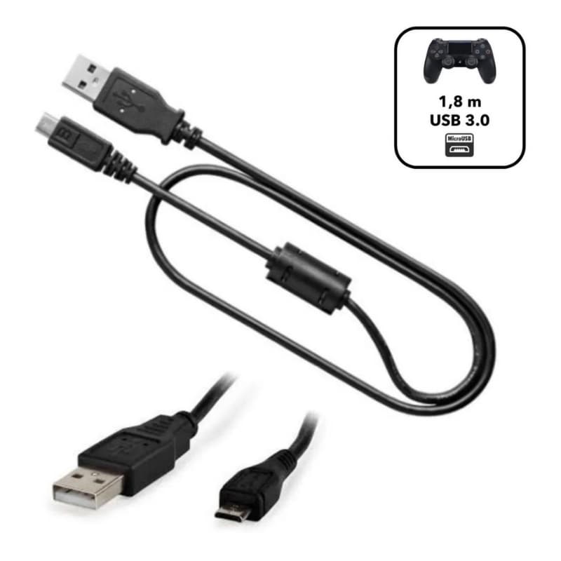 Cabo Micro-usb V8 P/ Controle Ps4 C/ Filtro 3.0 1,8m Preto