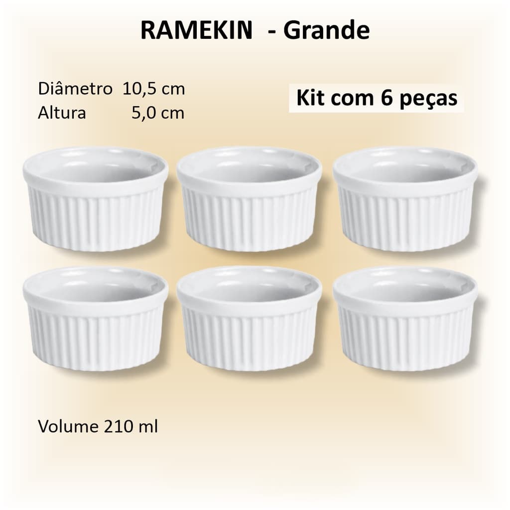 Ramekin de porcelana Grande - 06 unidades