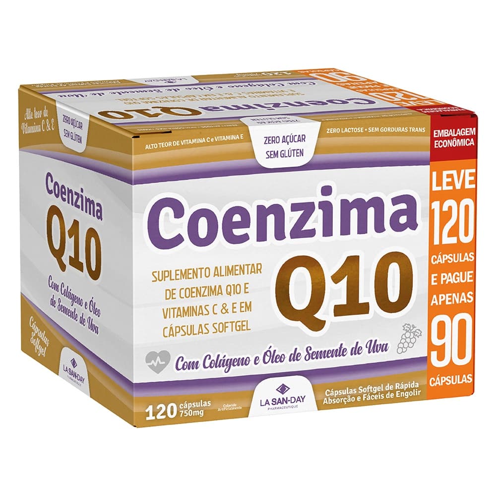 COENZIMA Q10 + COLÁGENO LEVE 120 / PAGUE 90 CÁPS - LA SAN-DAY
