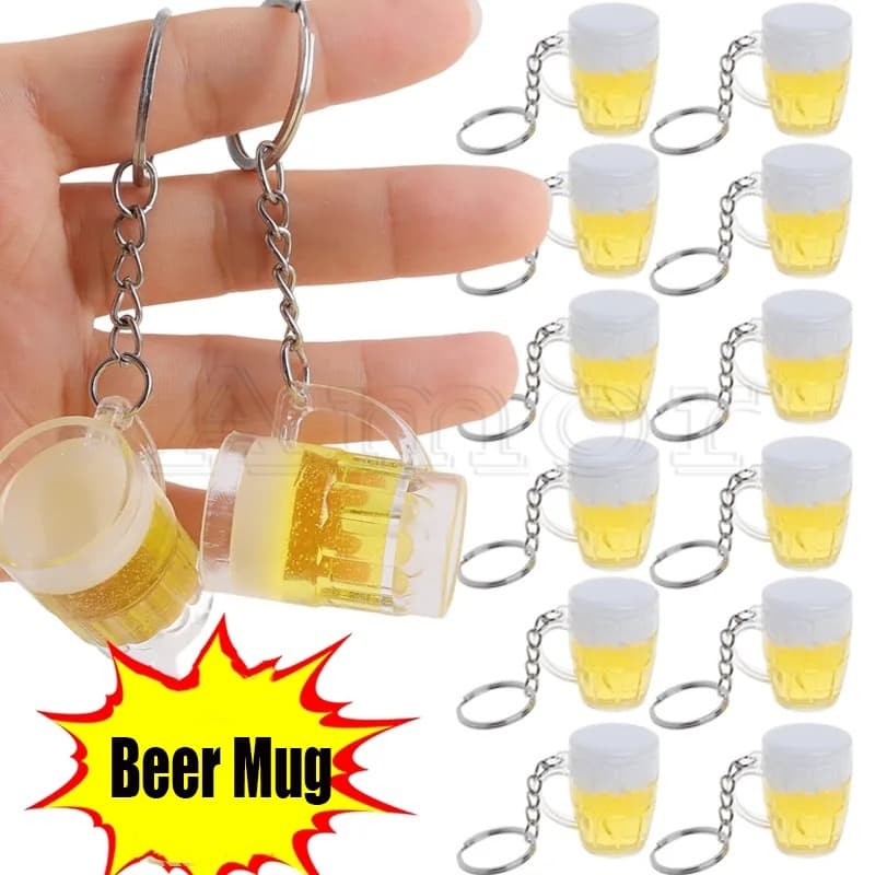 Popular Feminino Chaveiro Simulação Mini Caneca De Cerveja Decoração Pingentes Criativo Para Carro , Sacos Chaveiros Ace
