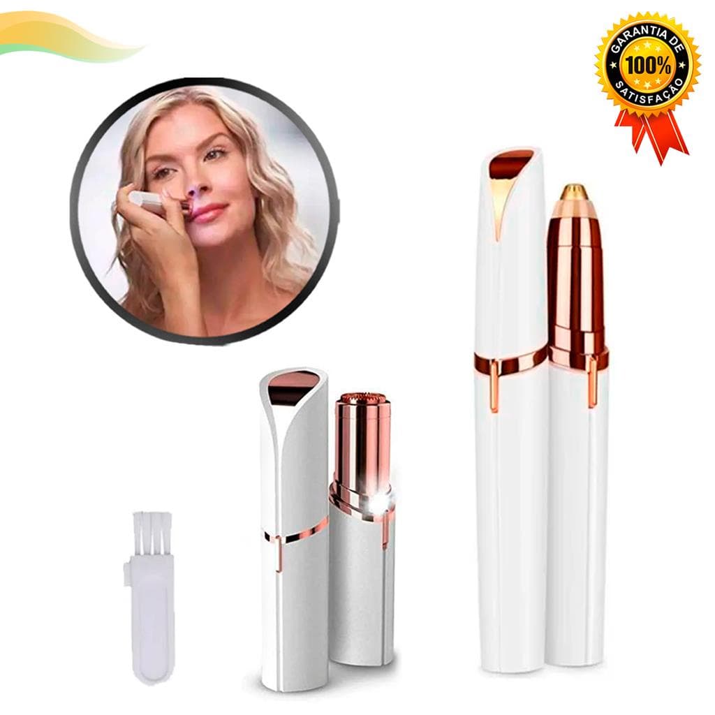 Kit Caneta Depiladora Elétrica Sobrancelha + Batom Depilador Aparador De Pelos Buco Recarregável USB