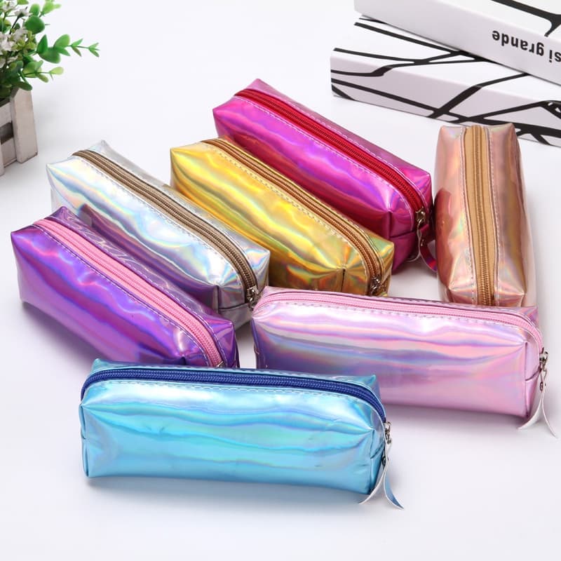 1 Peça Estojo de Lápis Kawaii com Coração de Menina Laser Simples, Caixa de Lápis Escolar, Estojo de Lápis, Bolsa de Láp