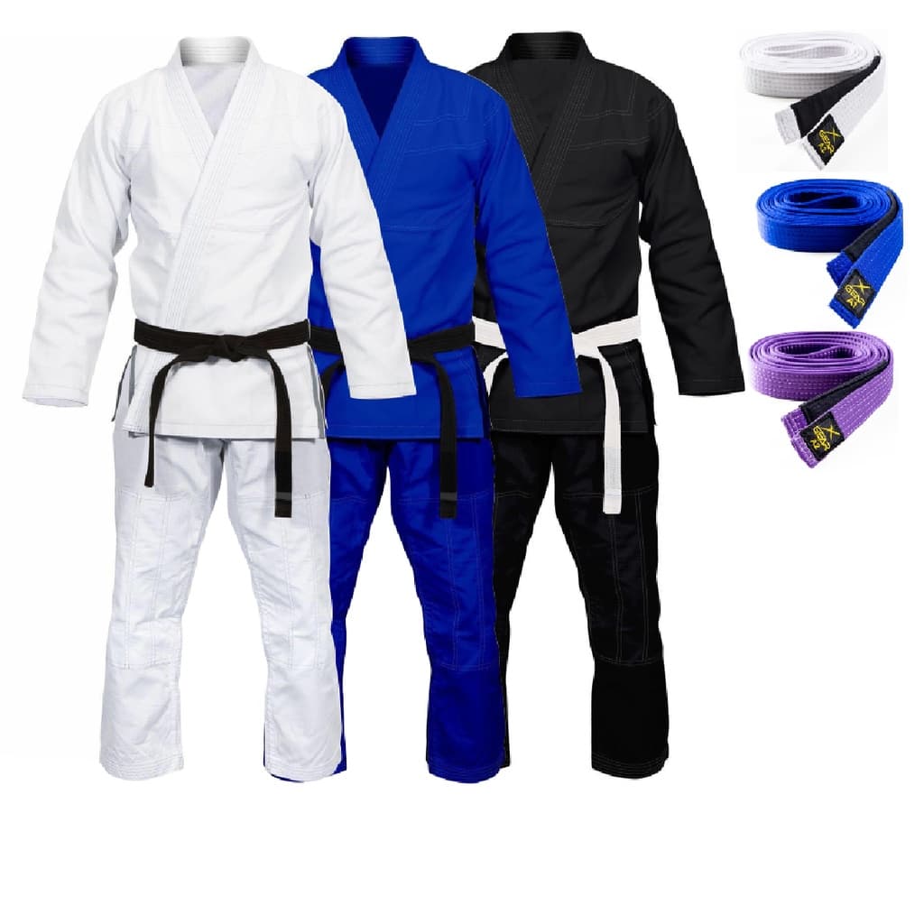 Kimono trançado adulto Jiu-jitsu   - KImono Com Faixa (Branca, Azul, Roxa)