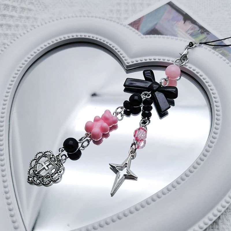 ✿ Telefone Colorido Guitarra Cross-Heart Butterfly-Kawaii Phone Lanyard