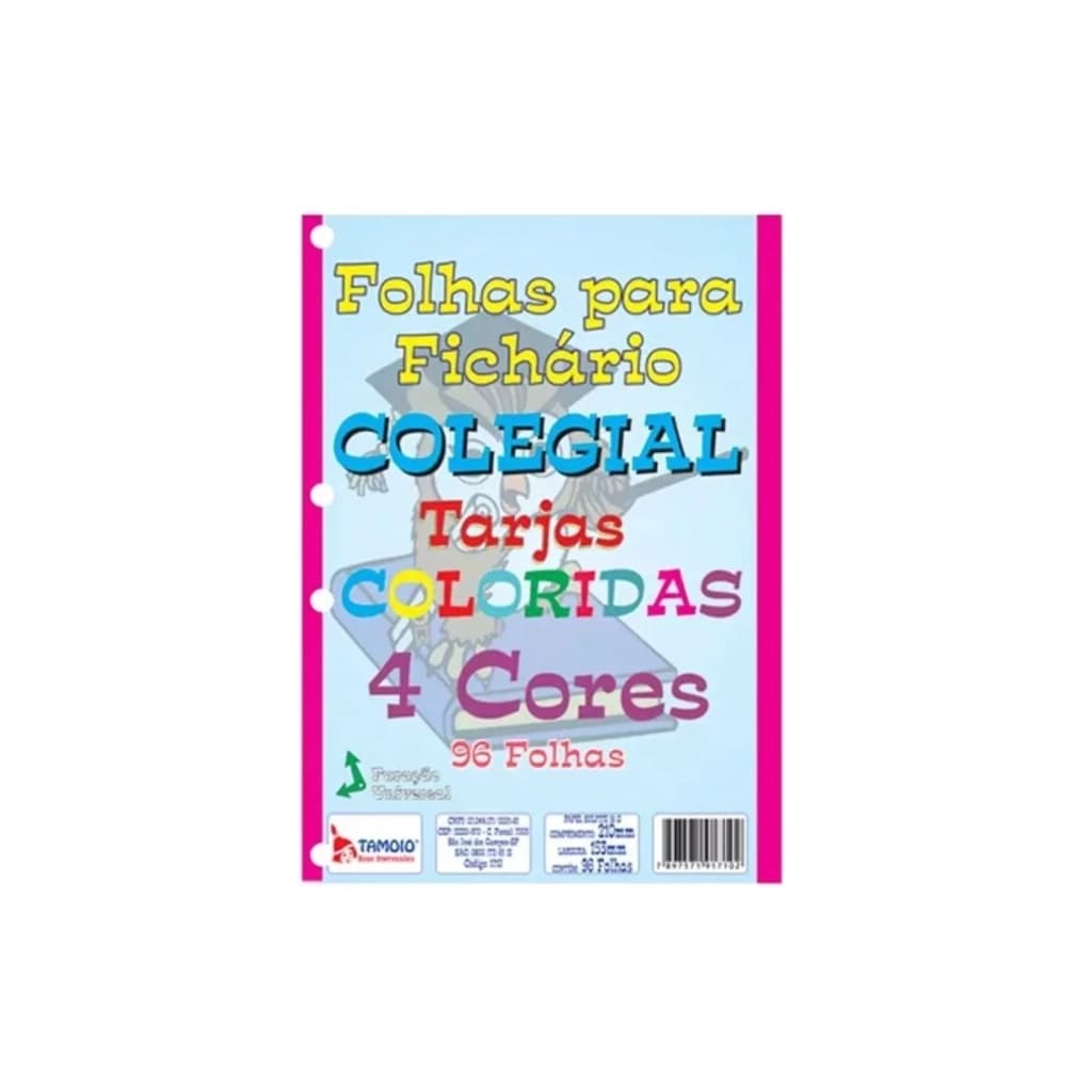 Bloco Refil Fichário 1/4 Colorido Pautado 96 Folhas Escola  (pequeno)