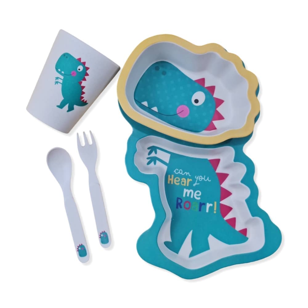 Kit Alimentação Bebê 5 peças Eco - Dinossauro