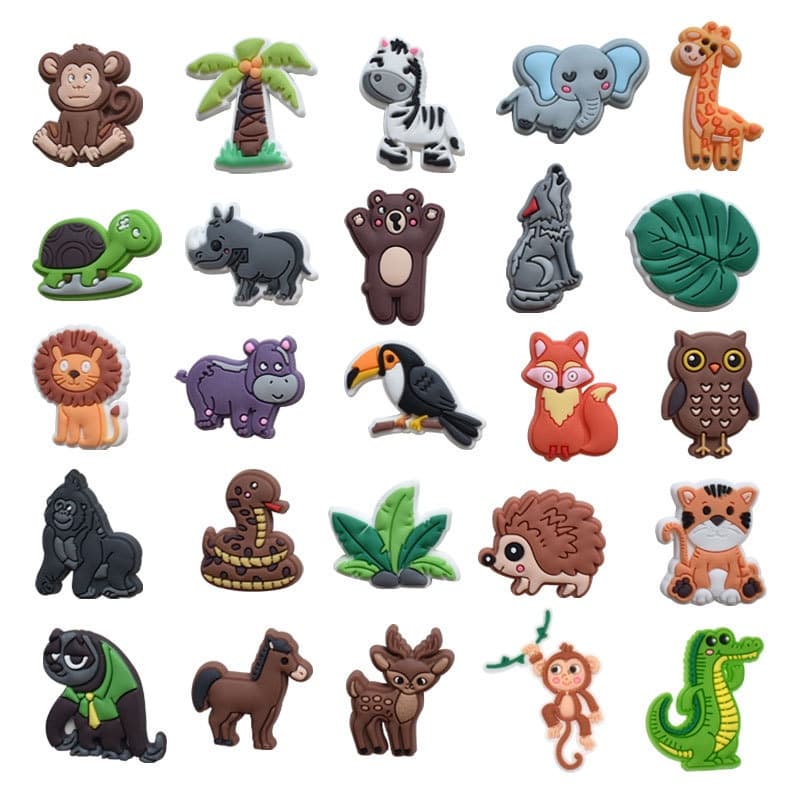 Bonitos da série de animais da selva para cross sapatos, acessórios para decoração de desenhos animados, fivela