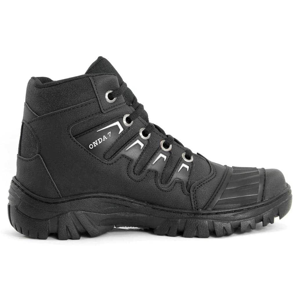 Bota Motociclista Preta de Motoqueiro Tenis Coturno Solado Costurado