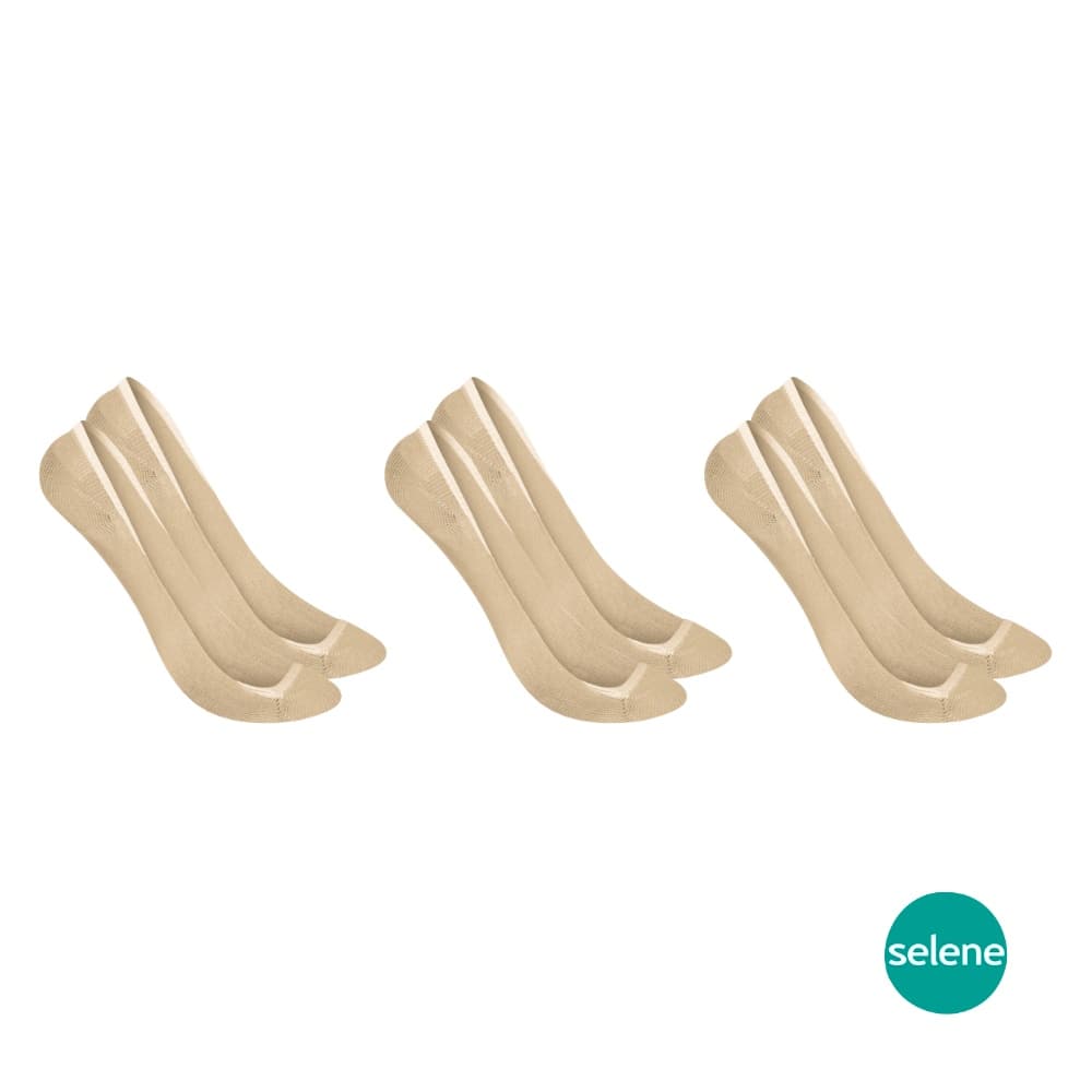 Kit 3 Pares De Meias Selene De Algodao Feminina Basica Modelo Sapatilha Super Invisivel