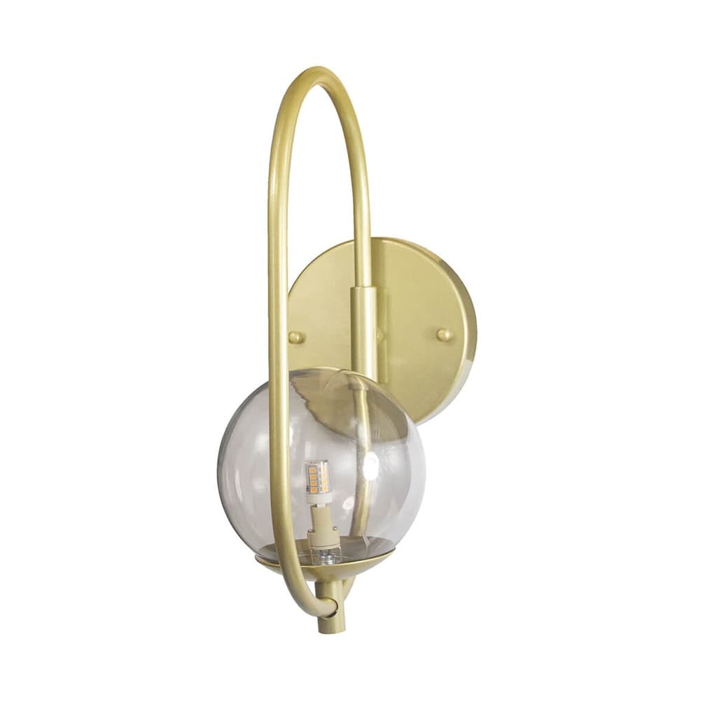 Kit 2 Arandela Parede ONLINE  DOURADO Globo de Vidro FUME