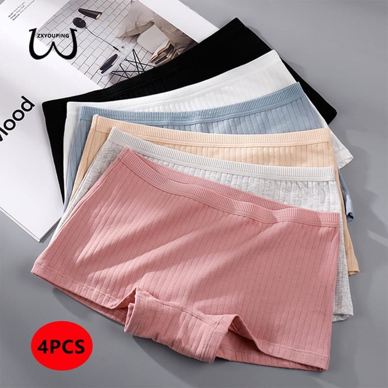 ZXYOUPING 1/4Pcs Calcinha Feminina De Algodão Antibacteriano De Cintura Média Sem Costura Calça De Segurança Boxer