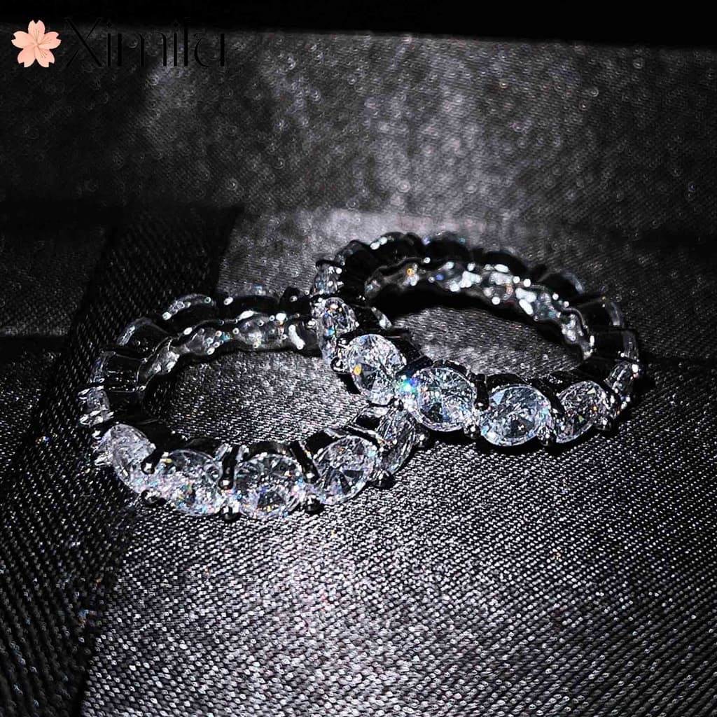 ❤ Venda quente redondo cheio de diamante única fileira luxo quilate Moissanite anel de noivado jóias femininas