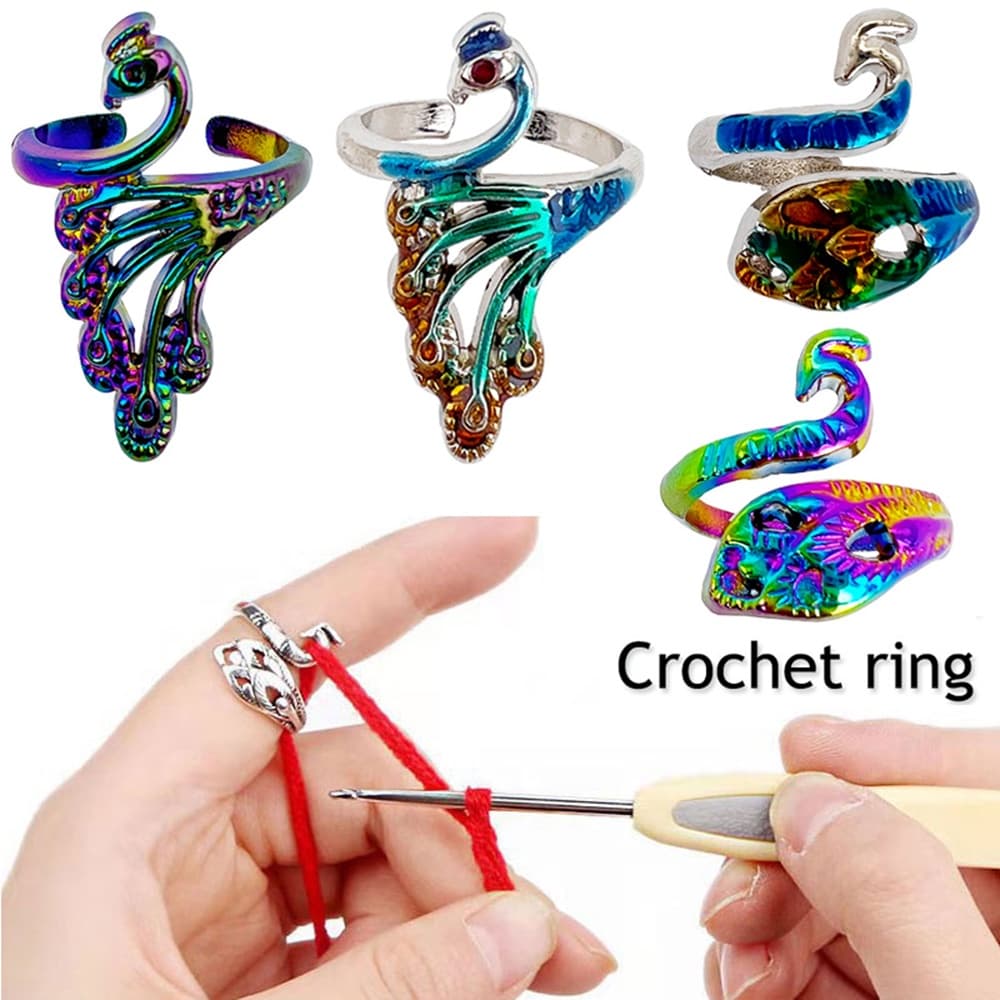 Anel De Fio De Crochê Anéis Envolto Tricotar Acessórios Ferramenta De Costura De Laço Ajustável