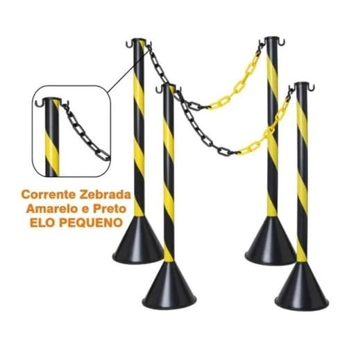 08 Organizador De Filas Postinho Pino + 20 Mts Corrente Pq