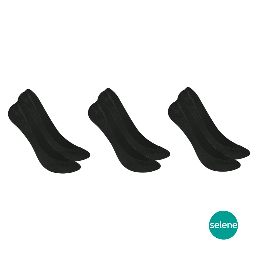 3 Pares De Meias Basica Super Invisivel Selene De Algodao Feminina Sapatilha Com Calcanhar Verdadeiro