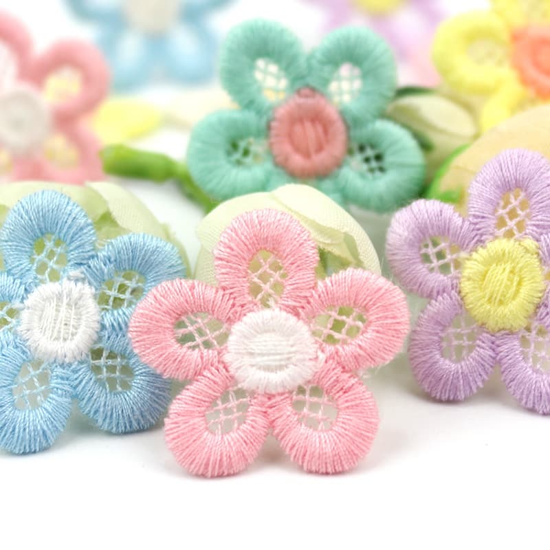 48 Pçs 2.8cm Fio De Algodão Bordado Pétala Sol Flores Apliques Para Headwear Hairpin Artesanato Decoração Roupas Remendo