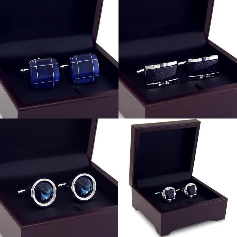 Abotoaduras em Caixa, Estilo Francês, Abotoaduras de Opala, Abotoaduras Masculinas, para Camisa Casual de Negócios, Masc