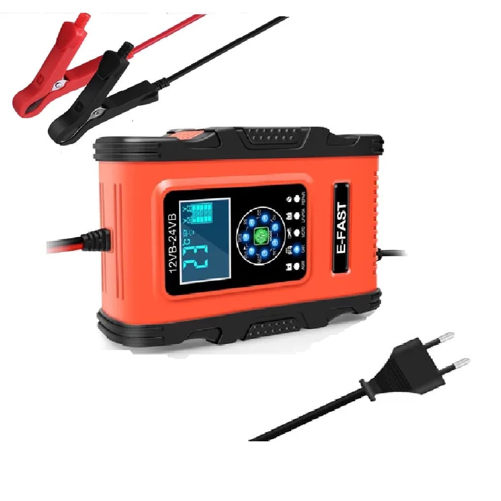 Carregador Utomotivo de Bateria Caminhão Carro Moto Jet Ski Portatil 12V 5A - 24V 6A Bivolt Display