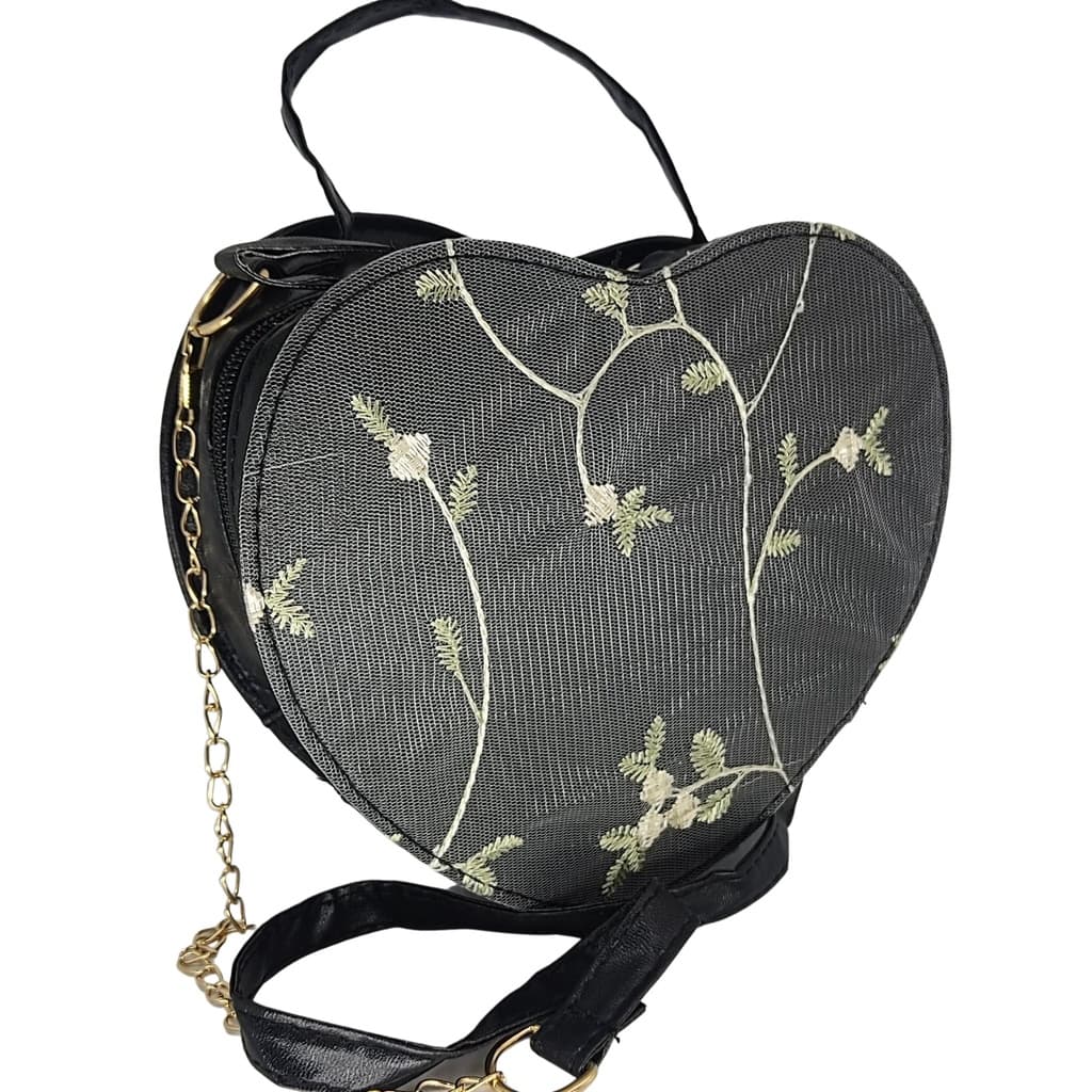Bolsa feminina transversal tiracolo coração porta celular