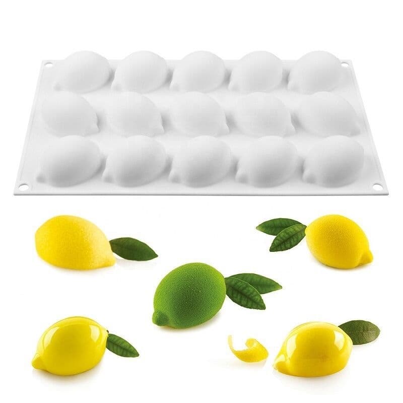 15 Molde De silicone De Limão De Cavidade Bolo De Mousse Sobremesa Francesa Sabonete De chocolate Vela De Pudim Geléia Aromaterapia Gesso Ferramenta De Cozimento DIY