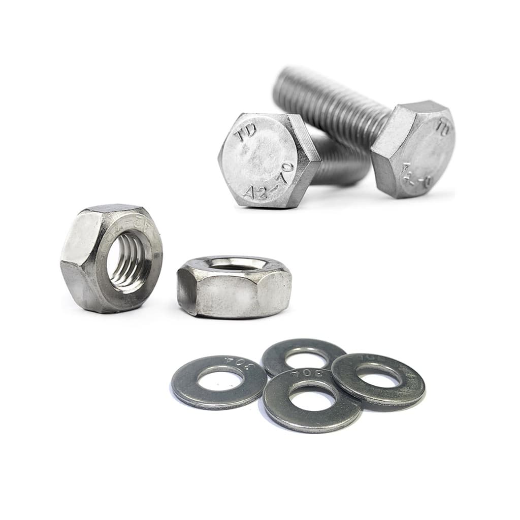 Kit Conjunto Parafuso Sextavado M6 x 30 Inox A2/304 + Porca + Arruela
