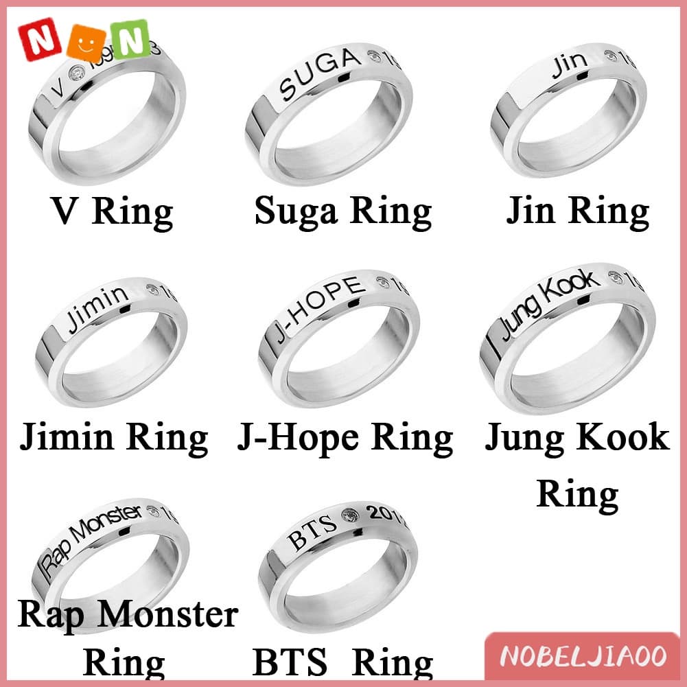 NJ KPOP Bangtan Boys BTS SUGA JIMIN JUNG KOOK V JIN JHOPE Anéis De Aço Inoxidável