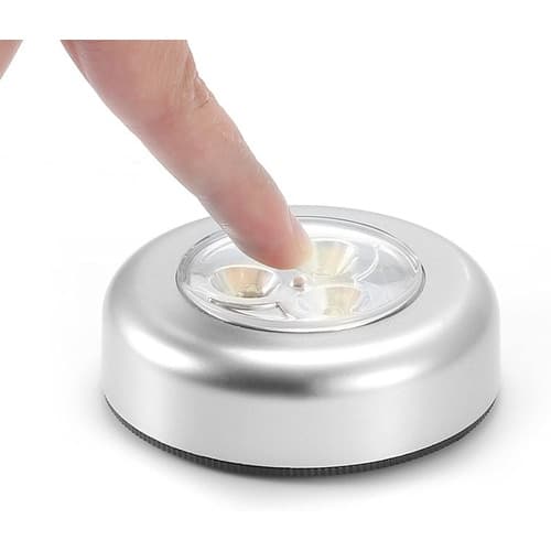 Luminária Abajur De Toque 3 Leds Auto Adesivo A Pilha Mesa De Escritório Guarda Roupas