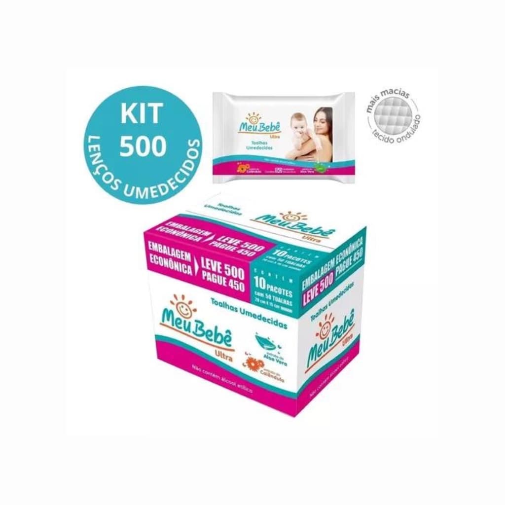 Lenço Umedecido Meu Bebê Ultra C/ Extrato De Aloe Vera 500un