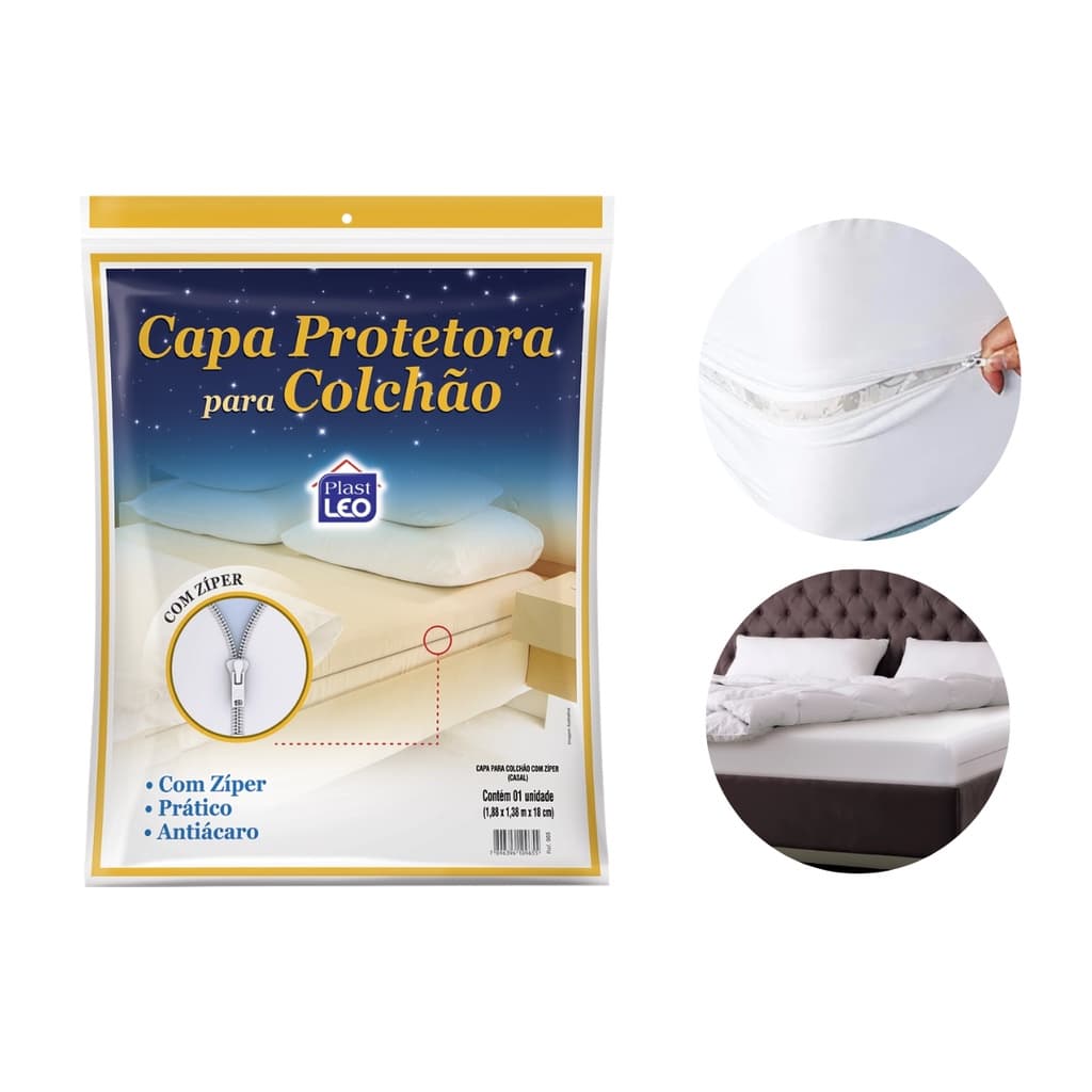 Capa Protetora Colchão Casal Antiácaro Com Ziper Prático