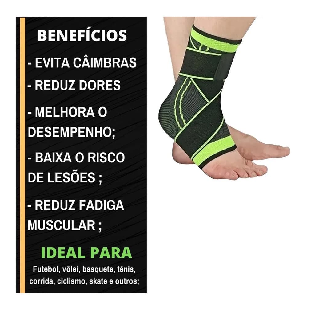 Tornozeleira Compressão Proteção Esportes Lesão Futebol Corridas Bike Com Faixa Ajustável