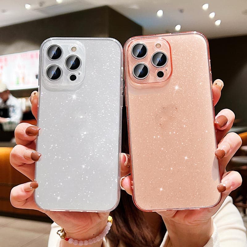 Novo Luxo Bling Glitter Clear Case Para iphone 17 16 16e 15 14 Pro Max 13 12 11 X XR XS 14 Plus 7 8 SE 2 Transprent Capa
