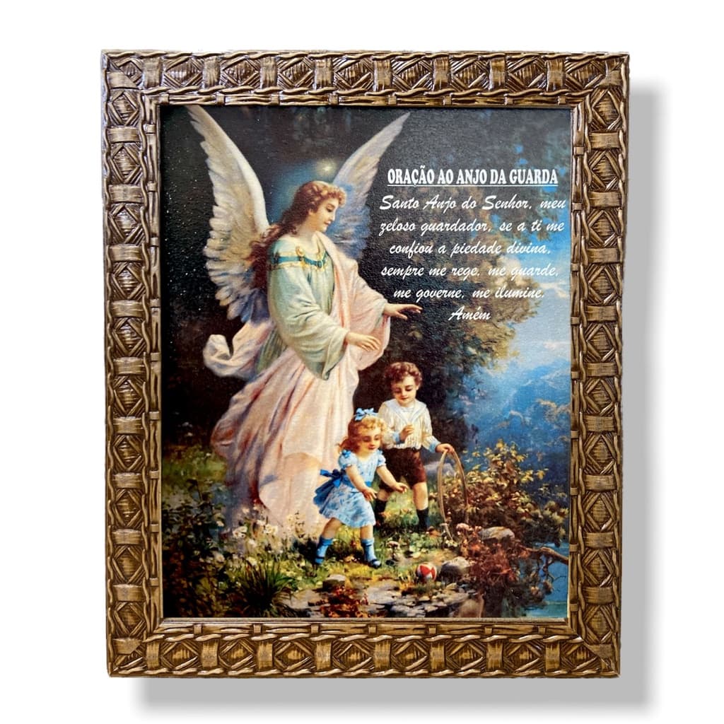 Quadro Oração Anjo Da Guarda Decorativo Parede Resinado 25x30