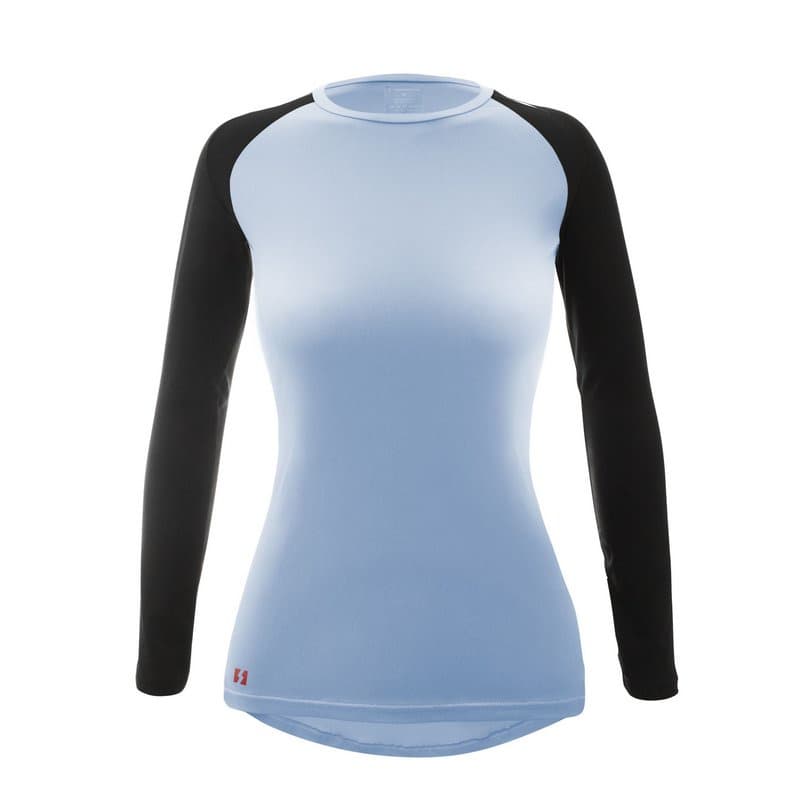 Camisa Térmica Feminina Dual Azul UV50+ Manga Preta Longa