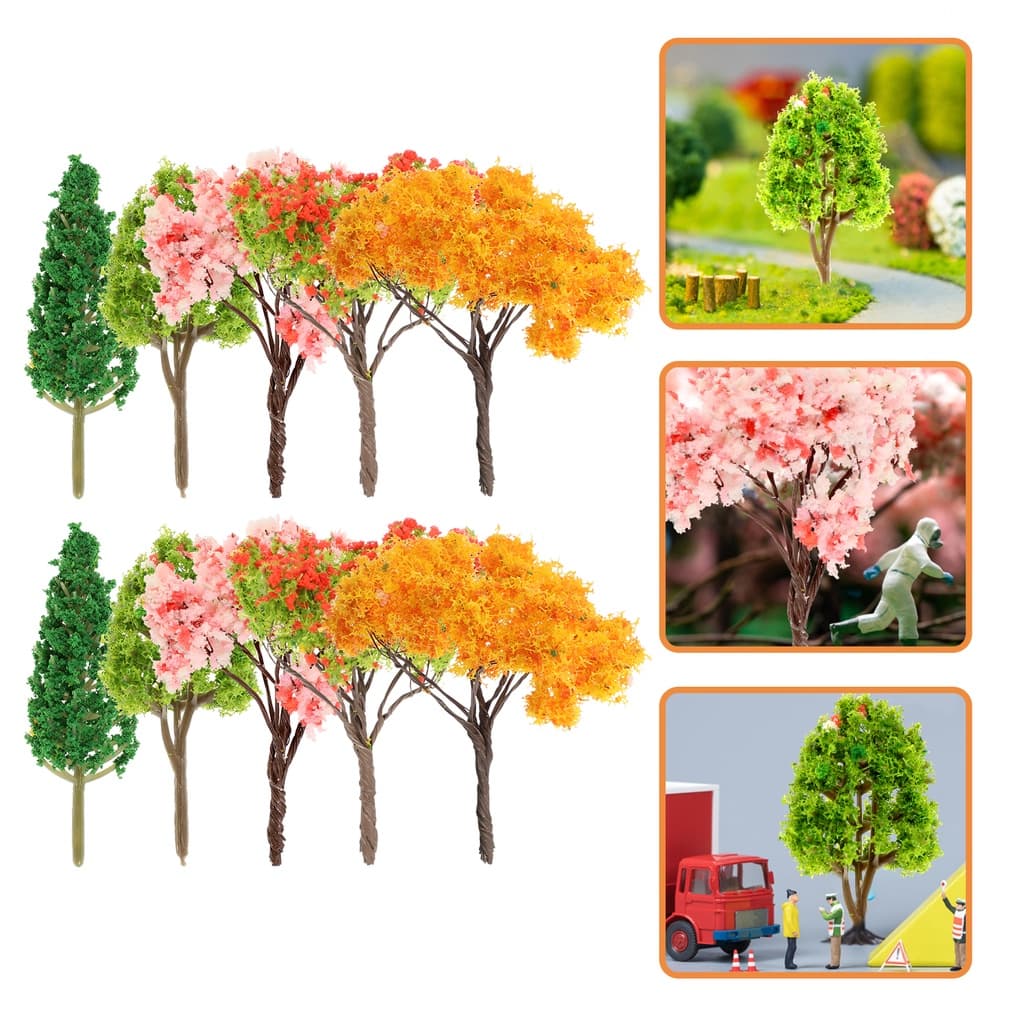 10 Pcs Plantas Artificiais Modelo Misto De Árvores Diorama Mini Set Fake Trees Plástico