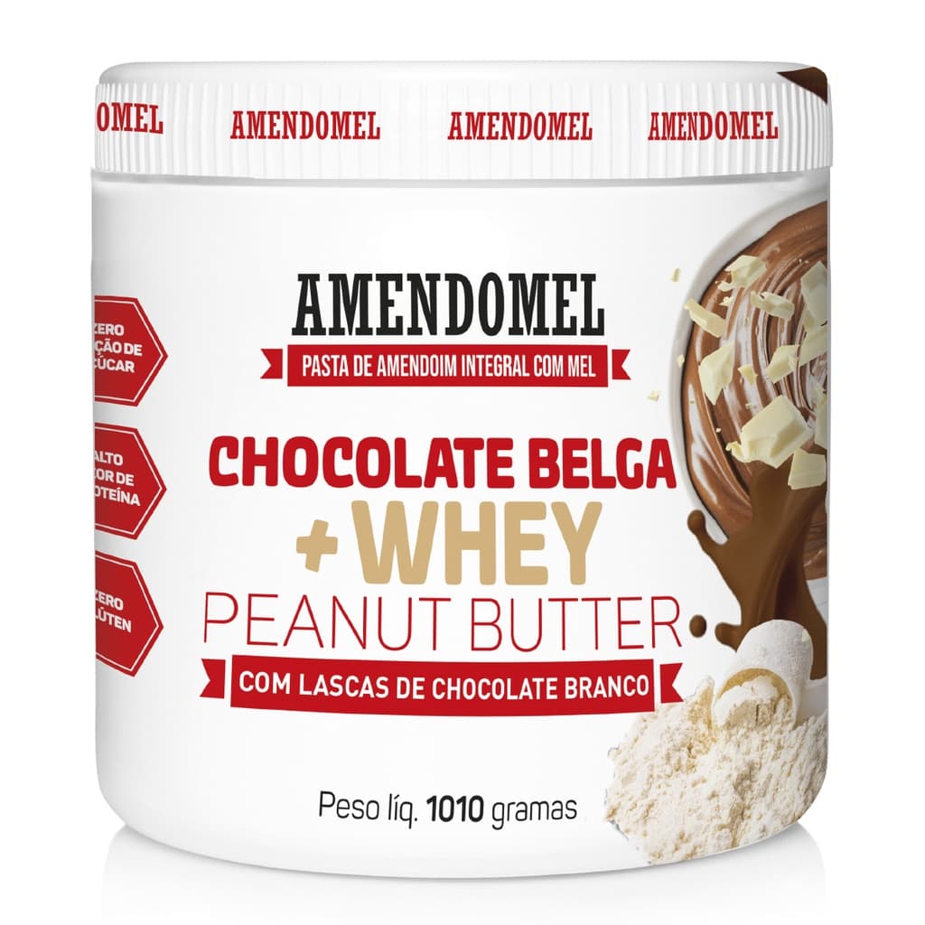 Amendomel 1010g Chocolate Belga + Whey Pasta de Amendoim