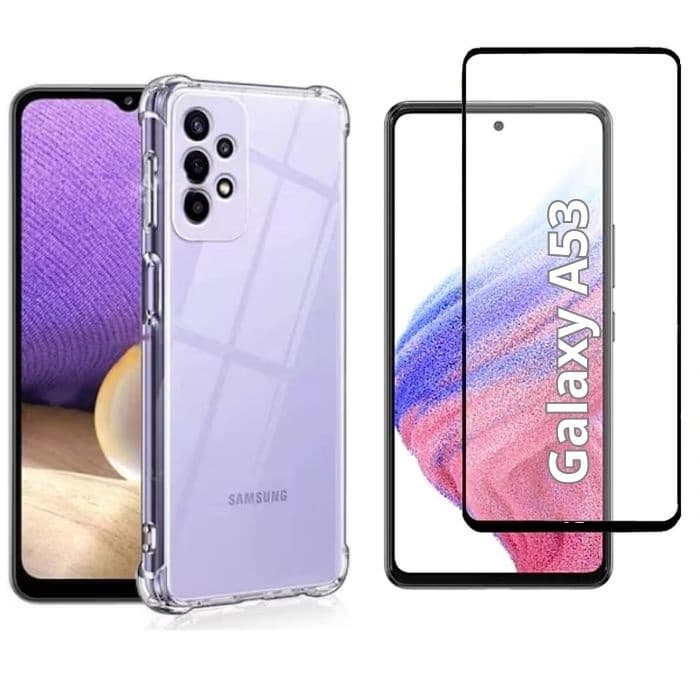 Kit 2 em 1 Capa TPU Anti Impacto + Película Vidro 3D 5D Full Cover Compatível Samsung Galaxy A53