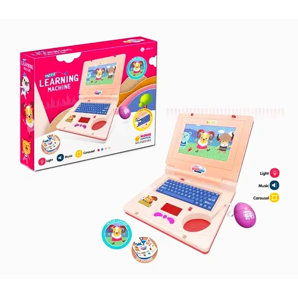 Laptop De Brinquedo Divertido Notebook Eletrônico Educativo Rosa Com Som E Luzes