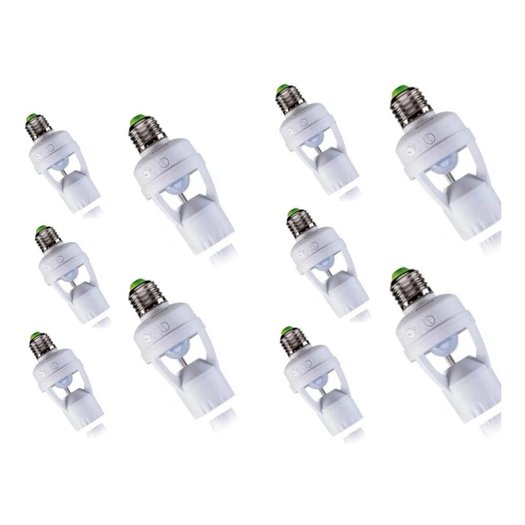 Kit 10 Soquete Sensor De Presença Com Fotocélula E27 Bivolt